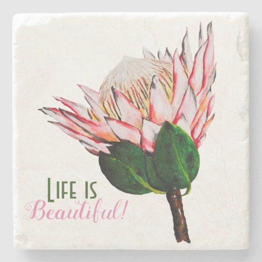 King Protea Stone Onderzetter (Voorkant)