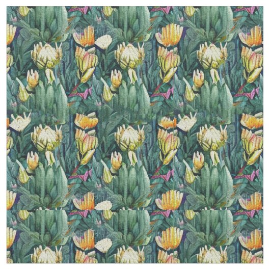 King Protea waterverf oud botanisch Stof (Close Up)