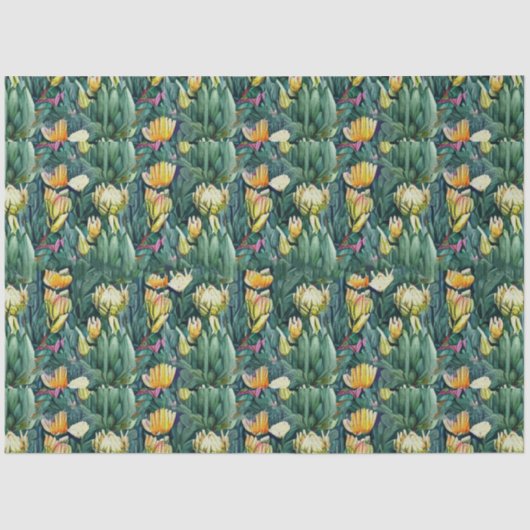 King Protea waterverf oud botanisch Tissuepapier (Voorkant)