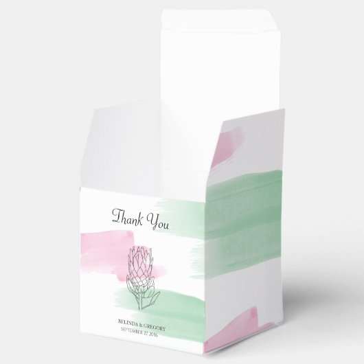 King Protea Waterverf Wedding Bedankdoosjes (Geopend)