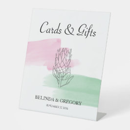 King Protea Waterverf Wedding Cards & Gifts Reclamebord Met Voetstuk