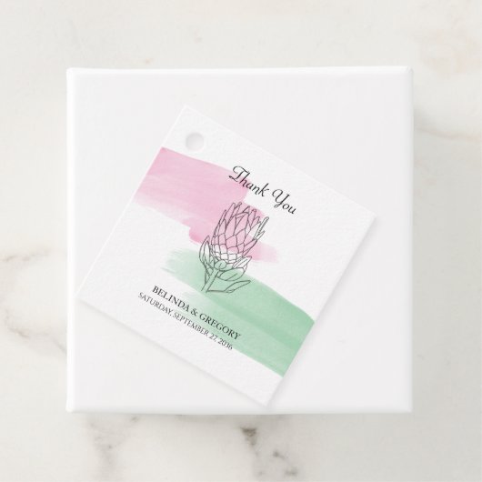 King Protea Waterverf Wedding Gift Bedankjes Labels (In situ)