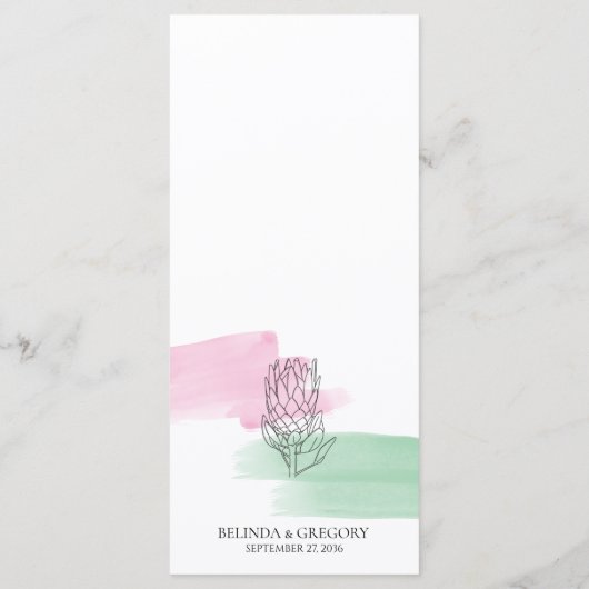 King Protea Waterverf Wedding Menu (Achterkant)