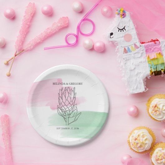 King Protea Waterverf Wedding Papieren Bordje (Feest)