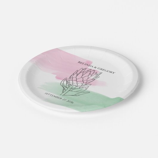 King Protea Waterverf Wedding Papieren Bordje (Gekanteld)