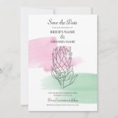 King Protea Waterverf Wedding Save the Date (Voorkant)
