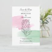 King Protea Waterverf Wedding Save the Date (Staand voorkant)