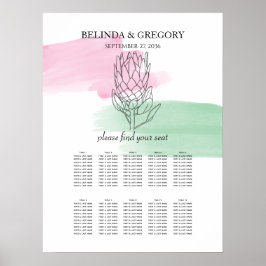 King Protea Waterverf Wedding Seating Chart Poster
