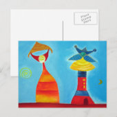 King Queen Abstract Art Briefkaart (Voorkant / Achterkant)