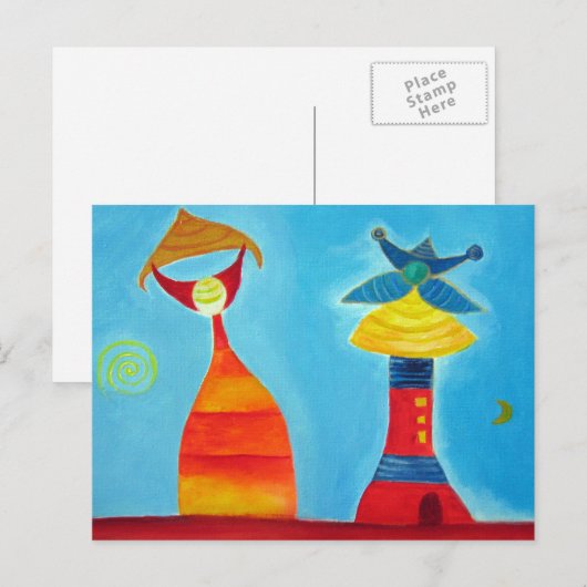 King Queen Abstract Art Briefkaart (Voorkant / Achterkant)