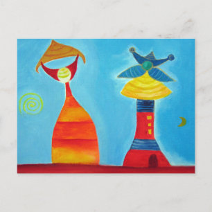 King Queen Abstract Art Briefkaart
