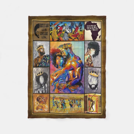 King Queen African Culture Bedding Fleece Deken (Voorkant)