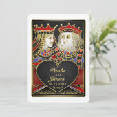 King & Queen Black Gold Vegas en Uitnodiging (Staand voorkant)