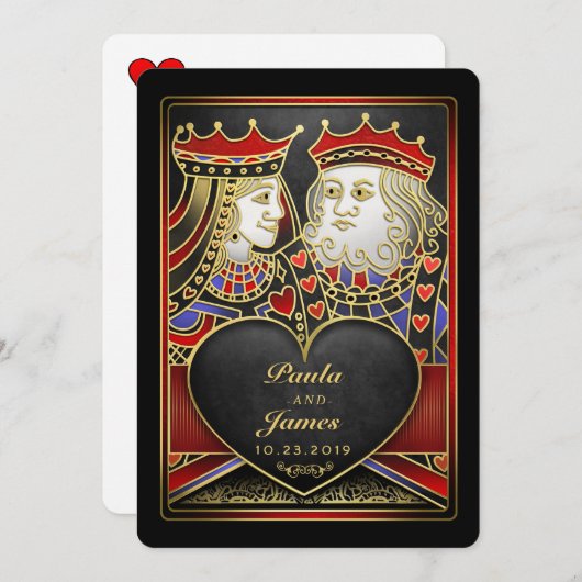 King & Queen Black Gold Vegas en Uitnodiging (Voorkant / Achterkant)