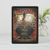 King & Queen Black Gold Vegas en Uitnodiging (Staand voorkant)