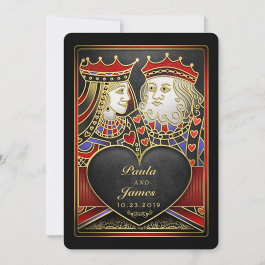 King & Queen Black Gold Vegas en Uitnodiging (Voorkant)