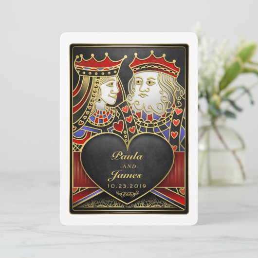 King & Queen Black, Red & Gold Vegas Kaart (Staand voorkant)