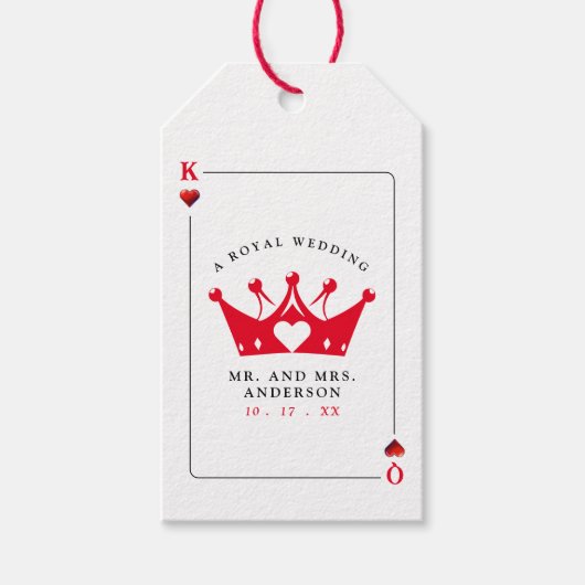 King & Queen of Hearts Casino Poker Kaart Cadeaulabel (Voorkant)