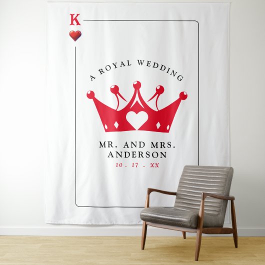 King & Queen of Hearts Casino Poker Kaart Wandkleed (In situ)