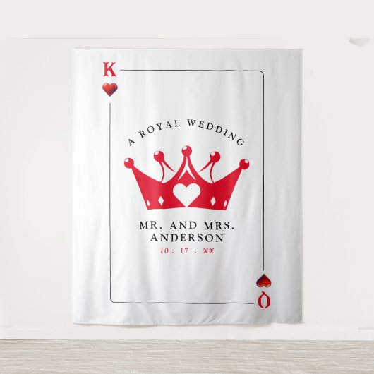 King & Queen of Hearts Casino Poker Kaart Wandkleed (Voorkant)