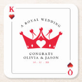 King & Queen of Hearts Casino Poker Kaart Wedding Kartonnen Onderzetters (Voorkant)
