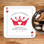 King & Queen of Hearts Casino Poker Kaart Wedding Kartonnen Onderzetters<br><div class="desc">King en Queen of Hearts spelen kaart bruiloft onderzetters. Personaliseer het met uw evenementengegevens. Geweldig voor een poker of Las Vegas themafeest.</div>