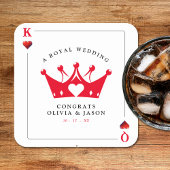 King & Queen of Hearts Casino Poker Kaart Wedding Kartonnen Onderzetters