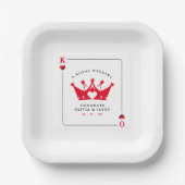King & Queen of Hearts Casino Poker Kaart Wedding Papieren Bordje (Voorkant)