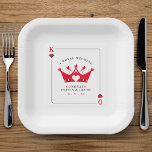 King & Queen of Hearts Casino Poker Kaart Wedding Papieren Bordje<br><div class="desc">King en Queen of Hearts spelen kaart trouwpapier borden. Personaliseer het met uw evenementengegevens. Geweldig voor een poker of Las Vegas themafeest.</div>