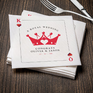 King & Queen of Hearts Casino Poker Kaart Wedding Servet