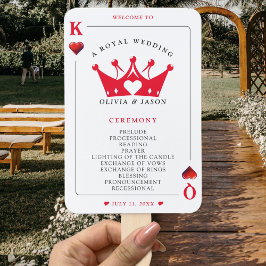King & Queen of Hearts Poker Kaart Wedding Program Handwaaier