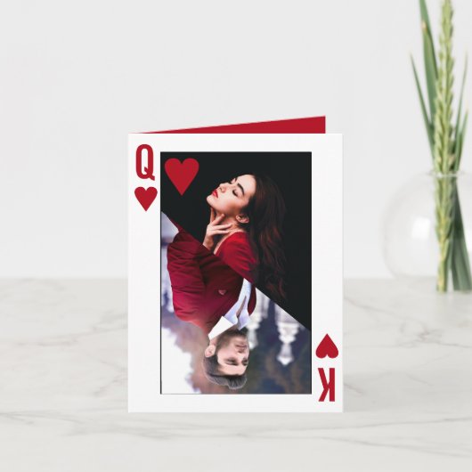 King & Queen of Hearts Rode Foto Valentijnsdag Kaart (Voorkant)