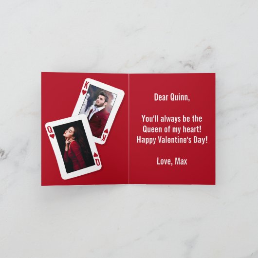 King & Queen of Hearts Rode Foto Valentijnsdag Kaart (Binnen)