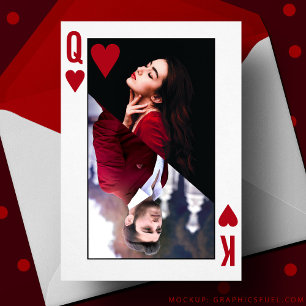 King & Queen of Hearts Rode Foto Valentijnsdag Kaart