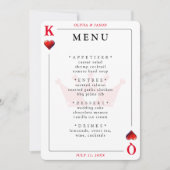 King & Queen of Hearts Spelen Kaart Wedding Menu (Voorkant)