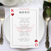 King & Queen of Hearts Spelen Kaart Wedding Menu