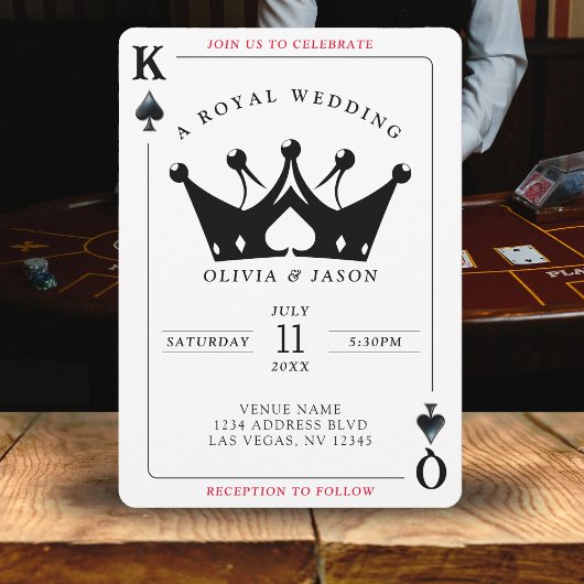 King & Queen of Spades Casino Poker Kaart Wedding