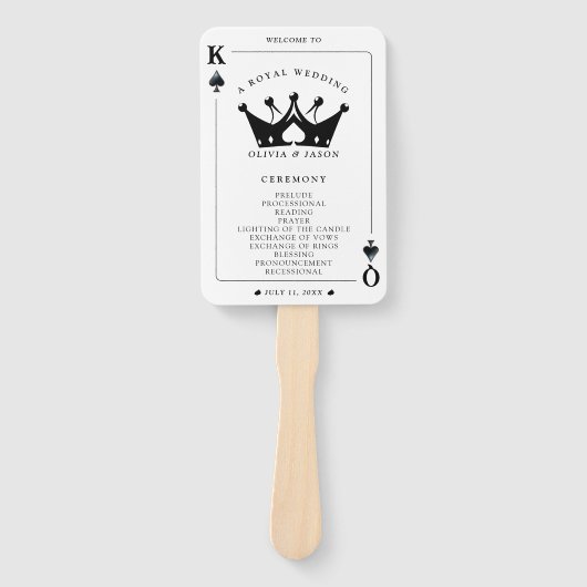 King & Queen of Spades Poker Kaart Wedding Program Handwaaier (Voorkant)