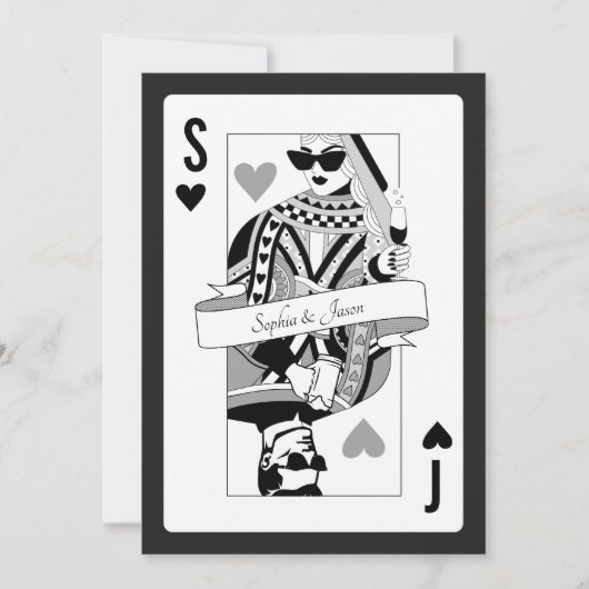King Queen Playing Card Invitation Kaart (Voorkant)