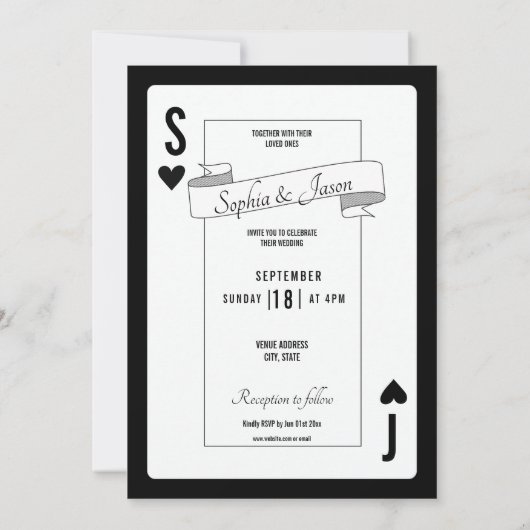 King Queen Playing Card Invitation Kaart (Achterkant)