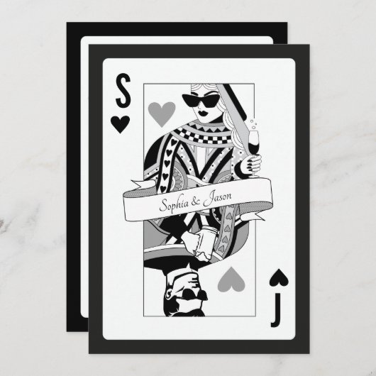 King Queen Playing Card Invitation Kaart (Voorkant / Achterkant)