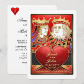 King & Queen Red & Black Vegas bruiloft uitgenodig Kaart (Voorkant / Achterkant)