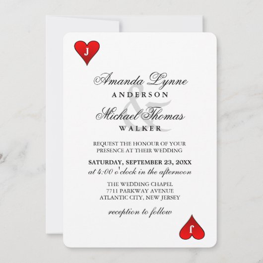 King & Queen Red & Black Vegas bruiloft uitgenodig Kaart (Achterkant)