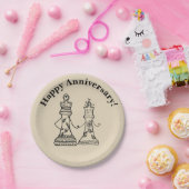 King & Queen Schaakfiguren Trouwpapier Bord (Feest)