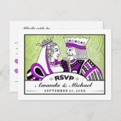 King & Queen Speelkaarten RSVP Matching Briefkaart (Voorkant / Achterkant)