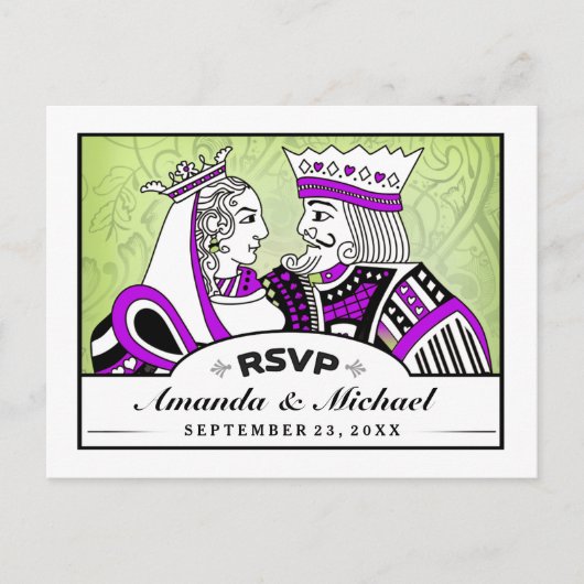 King & Queen Speelkaarten RSVP Matching Briefkaart (Voorkant)