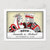 King & Queen Speelkaarten RSVP Matching Briefkaart (Voorkant)