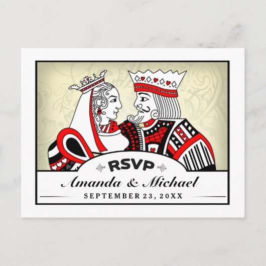 King & Queen Speelkaarten RSVP Matching Briefkaart (Voorkant)