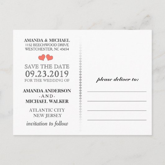 King & Queen Speelkaarten Save the Date Briefkaart (Achterkant)