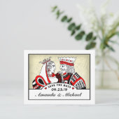 King & Queen Speelkaarten Save the Date Briefkaart (Staand voorkant)